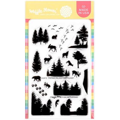 Waffle Flower Stempel - Postage Collage Forest Sunset